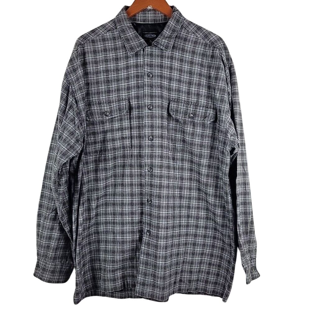 VTG Anchor Blue Flannel Shirt Jacket XL Loop Collar Grunge Skater 90 Y2K Shacket